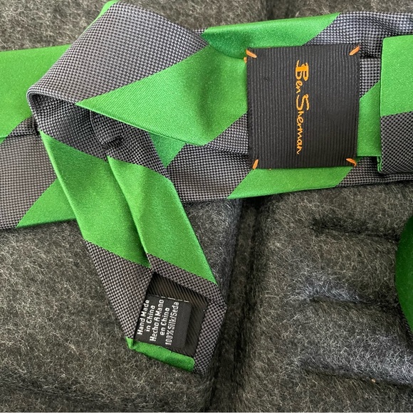 Navy Blue & Lime Green Striped Tie – GentlemanJoe Ben Sherman Navy Blue & Green Striped Luxury Silk Designer Tie
